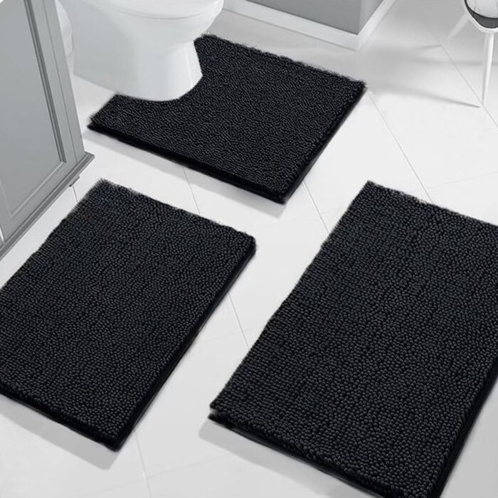 Black Bathroom Mat